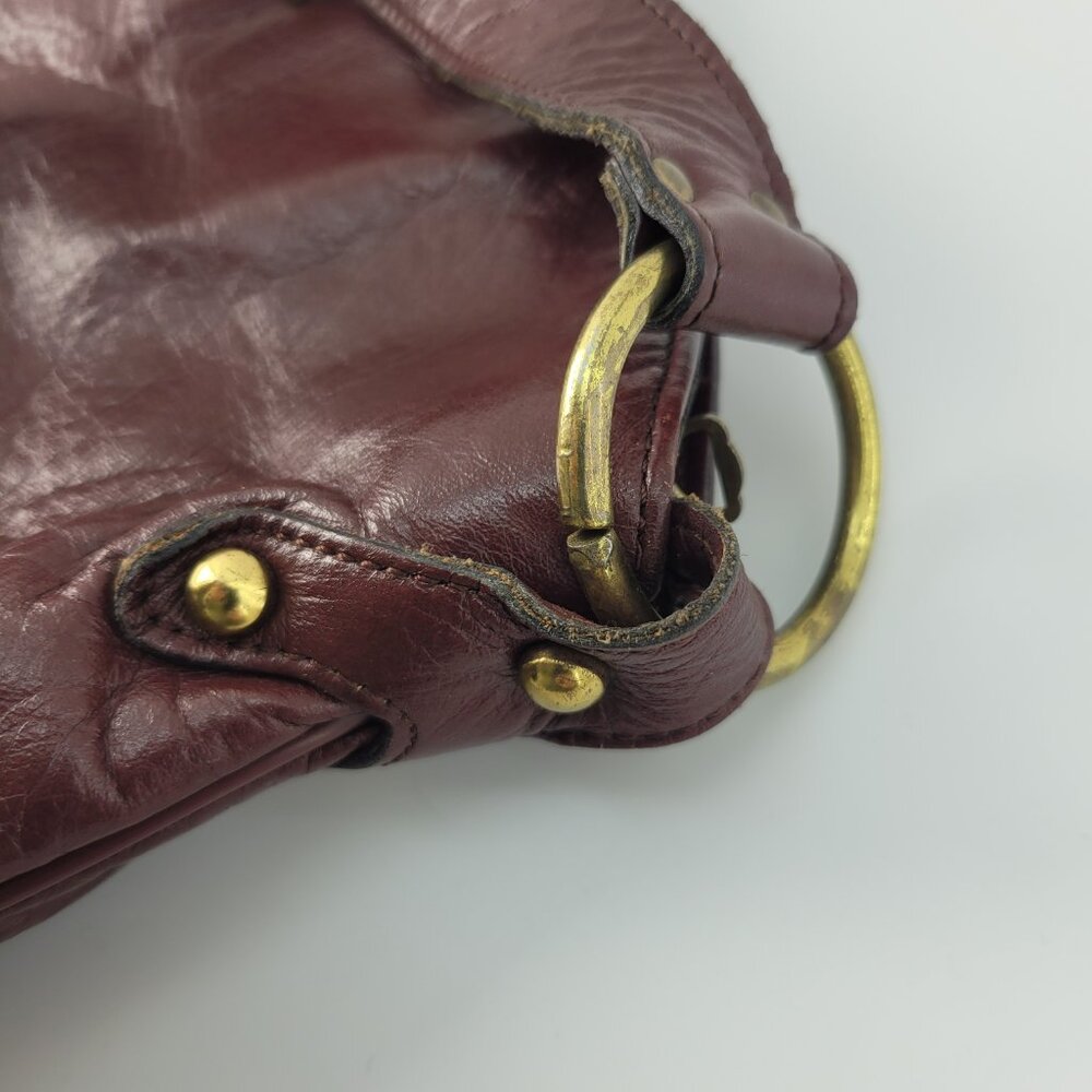 Vintage Etienne Aigner Burgundy Dark Red Leather Shoulder Bag Purse 12x8" - Picture 13 of 15